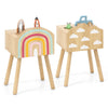 Cute End Tables Set of 2 with Rainbow & Cloud Patterns-Natural