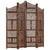 Keketa Hand carved Panel Screen with 4 Panels, Folding Room Divider, Wooden Y0P9