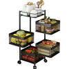 5 Tier Kitchen Rotating Storage Trolley Cart With Wheels Utility Vegetable New