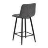 Pair of Bar Stools Grey Square Padded Seat Metal Legs Breakfast Stools Modern