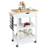 Bamboo Rolling Kitchen Island Mobile Bar Serving Cart W/ Drawer & Towel Rack