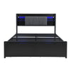 Double Bed Frame Industrial Metal Platform Bed with Headboard & Drawers Storage
