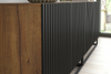 200cm Modern Sideboard | Oak Body Black Fluted Doors | Metal Frame Storage