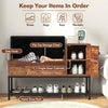 Entryway Bench Shoe Bench with Flip Top Box & 2 Door Cabinets Brown