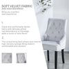 2x Grey Upholstered Velvet Dining Chairs Solid Wood Legs Button Tufted Armchairs