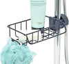 Shower Storage Caddy Screws onto Shower Pole No Drill Bathroom Shelf