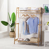 Heavy Duty Wooden Clothes Rail Rack Garment Hanging Stand With Coat & Hat Hooks