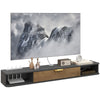 Grey Floating TV Stand Cabinet Wall Mounted Media Console Open Shelves Flip Door