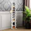 10 Tier Narrow Shoe Rack Wooden Shoe Shelf Vertical Tall Slim Storage Organizer