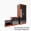 High Gloss 2 Doors Mirror Walunt Wardrobe Storage Hanging Rail Bedroom Furniture