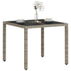 Poly Rattan Garden Table 90x90x75 with Tempered Glass - Grey, H6C5