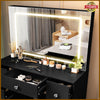 Dressing Table with LED Light Strip Mirror Modern Makeup Desk Vanity Table Black