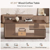 47.24" Coffee Table with Storage Shelf, 3-Tier Rectangle Wooden Center Tea Table