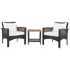 3 Pcs Outdoor PE Rattan Sofa Table Set Garden Furniture Set Wicker Chat Set