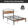 4ft6 Metal Bed Frame with Wood Headboard and Footboard/Heavy Duty Slat Support