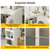 Multifunctional Storage Cabinet Kitchen Island with 360°Rotating Bar Table White