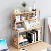 Natural Wood Desktop Bookshelf Bookcase Organizer Table Storage Shelf Rack