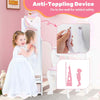 Kids Jewelry Armoire Cabinet Wooden Jewelry Organizer Floor Mirror-White