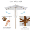 2.5m Wood Garden Parasol Sun Shade Patio Outdoor Wooden Umbrella Canopy