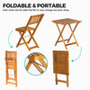3PCS Wooden Folding Bistro Set Acacia Wood Table Chair w/ Cushions Outdoor Patio