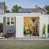 10x8FT Steel Apex Garden Shed Tool Equipment Organize W/Window Door Grey