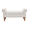 Linen Fabric Upholstered Bench Bed End Window Seat Ottoman Storage Stool Bedroom