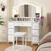 Dressing Table with Stool Set 10 LED Bulbs Vanity Desk 7 Drawers Storage White