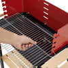Charcoal BBQ Rotisserie Grill Roaster w/ 5-Level Height Grill Grate&Wood Shelves
