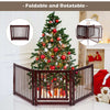 Indoor 3 Panels Step Over Fence Wooden Dog Gate 207 x 61 CM