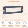 Toddlers 120CM Foldable Bed Rail Kids Bedrail Guard-Grey