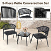 3 Piece Outdoor Wicker Furniture Set Patio Rattan Conversation Set with Table