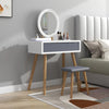 Dressing Table Vanity Set Make up Desk with Dimmable LED Light Mirror Stool Wood