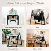 4-in-1 Baby High Chair Toddler Dining Chair w/ Wheels-Grey