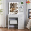 Dressing Table Vanity Makeup Desk with 6 Drawers Mirror & Stool 10 Light Bedroom