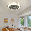 Modern Living Room Ceiling Fan Light Crystal Lamp Shade Phone APP Remote Control
