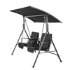 Uimoso 2-Seat Patio Swing Chair Outdoor Patio Swing with Adjustable Canopy Black
