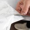 5M Gloss White Marble Vinyl Wrap Sticky Back Kitchen Self Adhesive Sticker Cover