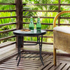 NEW INDOOR OUTDOOR PORTABLE GARDEN PATIO BISTRO FOLDING GLASS TOP METAL TABLE