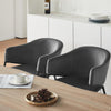 Set of 2 Grey Dining Chairs Velvet Padded Seat Metal Legs Kitchen