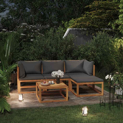 5 Piece Garden Lounge Set with Cushions Solid Wood Acacia (UK/IE/FI/NO only) vid