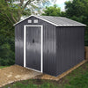 8*8ft Large Metal Garden Shed Apex Roof Outdoor Tools Store Storage Shed & Base