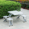 4 Seater Aluminum Portable Folding Camping Picnic Table &Chairs Stools Set Party