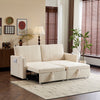 3 Seater Sofa Bed 207 cm Convertible Pull Out Sofa Bed with Cup Holders Beige