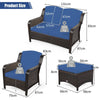 5 Pieces Outdoor Rattan Conversation Sofa Set Patio Furniture Set w/ Cushions