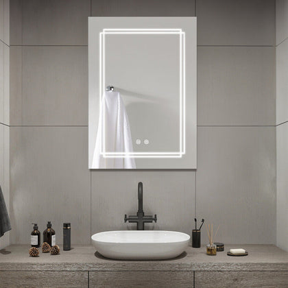 Large Bathroom Mirror Cabinet Vanity w/ Demister Shaver Socket 3-Color LED Light