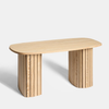 Coffee Table Wooden Ribbed Frame Small Centre Table Living Room Office