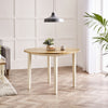 Salcombe Oak and Cream Solid Wood 110cm Round Dining Table Farmhose Scandi