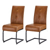 2PCs Dining Chairs PU Metal Legs Leisure Reception Chair Restaurant Brown