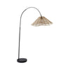 Large Curved Arch Floor Lamp Tapered Wicker Drum Shade Living Room Lounge Light