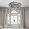 Modern Crystal Ceiling Fan Light Silver Chandeliers Lamp Fan with 6 Wind Speeds